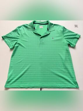 IZOD Golf Performance Polo Shirt Green Plaid Moisture Wicking Men’s Large L